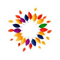 Colorful Autumn Leaves Circular Frame Design with Empty Center png