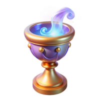 Glowing Chalice 3D Render of Mystical Goblet with Purple and Blue Vapor png