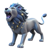 Majestic Roaring Lion 3D Render of a Glowing Celestial Cat png