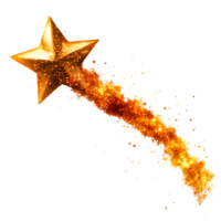 Golden Star Wand with Glittering Effects in Motion Trail png