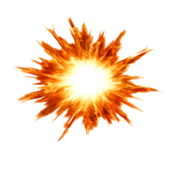 Bright Explosion with Fiery Flames and Radiant Blast Effect png