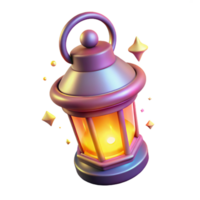 Illuminated 3D Lantern with Magical Glowing Effects png