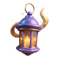 Enchanted Lantern 3D Render of a Magical Illuminated Lamp with Crescent Moon and Stars png