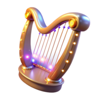 Luminous Harp A 3D Render of an Illuminated Musical Instrument png