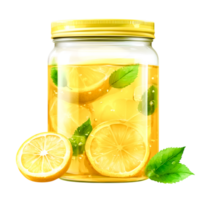 Refreshing Lemonade in a Jar with Fresh Mint Leaves and Slices png