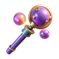 Glowing Orb Staff 3D Render of Fantasy Game Item png
