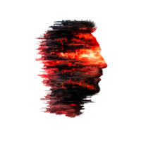 Abstract Profile with Glitch Effect and Sunset Color Palette png
