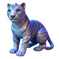 Glowing Blue Tiger Cub 3D Render of a Magical Creature png
