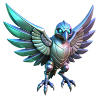 Metallic Avian Robot 3D Render of a Mechanical Bird png
