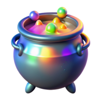 Rainbow Cauldron Iridescent Pot with Colorful Bubbles png