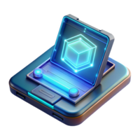 Futuristic 3D Cube Display on Portable Device png