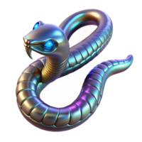 Metallic Serpent Iridescent Scales, 3D Render of a Robotic Snake png