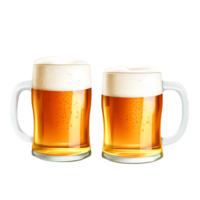 Refreshing Cold Beers in Classic Glasses with Creamy Foam Topping png