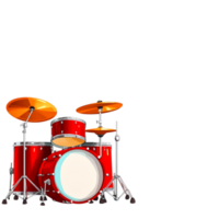 Bright Red Drum Set with Cymbals for Music and Performance png