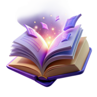Magical Book Open Pages, Glowing Particles, Fantasy Literature png