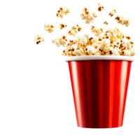 Freshly Popped Popcorn Overflowing in Red Bucket for Snacks png