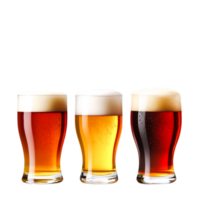 Assorted Craft Beer Pints with Foam on a Transparent Background png