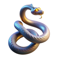 Glowing Serpent 3D Render of a Coiled Snake with Luminous Eyes png