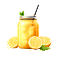 Refreshing Lemonade in Jar with Slices and Fresh Mint Leaves png