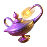 Magic Lamp 3D Render of an Ancient Oil Lamp with Glowing Genie png