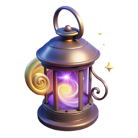 Enchanted Spiral Lantern A 3D Render of a Magical Light Source png