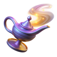 Magical Lamp with Glowing Genie Smoke 3D Render png
