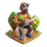 3D Render of a Pilot Reading a Manual png