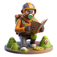 3D Render of Explorer Reading a Map png