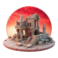 Ancient Ruins at Sunset 3D Render of Stone Architecture png