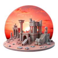 Ancient Ruins at Sunset A 3D Model of Classical Architecture in Decay png