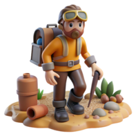 3D Render of a Traveler Exploring a Desert Landscape png