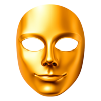 Golden Face Mask with Smooth Surface and Expressionless Features png