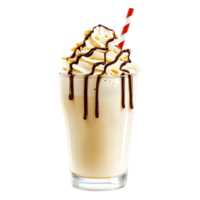 Creamy Milkshake with Whipped Topping and Chocolate Drizzle png