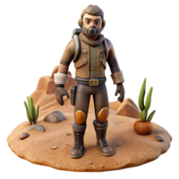 3d render do estilizado deserto explorador png
