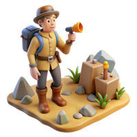 Digital Render of Adventurer Exploring Ancient Ruins png