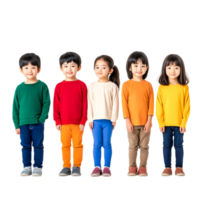 Diverse Group of Children Wearing Colorful Sweaters Standing Together png