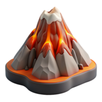 Volcanic Eruption 3D Model of a Realistic Lava Flowing Mountain png