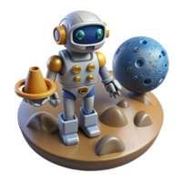 3D Render of Astronaut Robot on a Planet png