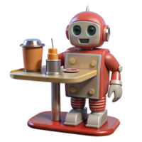 Retro Robot Serving Drinks and Snacks png