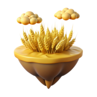 Golden Wheat Field on a Floating Island under Cloudy Skies png