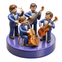 String Quartet 3D Render of Musicians Playing Classical Instruments png