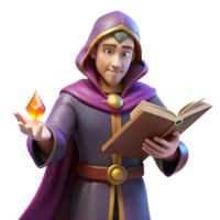 Fantasy Wizard with Magical Gem and Ancient Book png