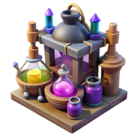 Fantasy Potion Brewing Station A 3D Render of an Alchemist's Workshop png