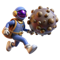 Astronaut Carrying Asteroid A 3D Render of Space Exploration png