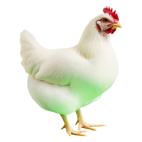 White Chicken Standing on Ground with Bright Feather and Red Comb png