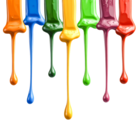 Colorful Paint Drips on Black Background for Artistic Creations png