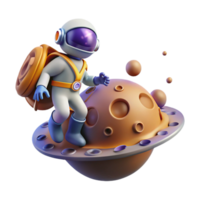 Astronaut Exploring a Planetary Body 3D Render of Space Travel png