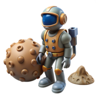 Astronaut with Space Rocks A 3D Render of Planetary Exploration png
