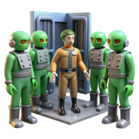 Futuristic Robot Encounter Humanoid and Alienoid Interaction in a Spacecraft Setting png
