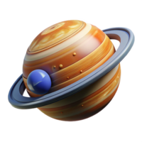 Striped Planet with Ring System and Moon png